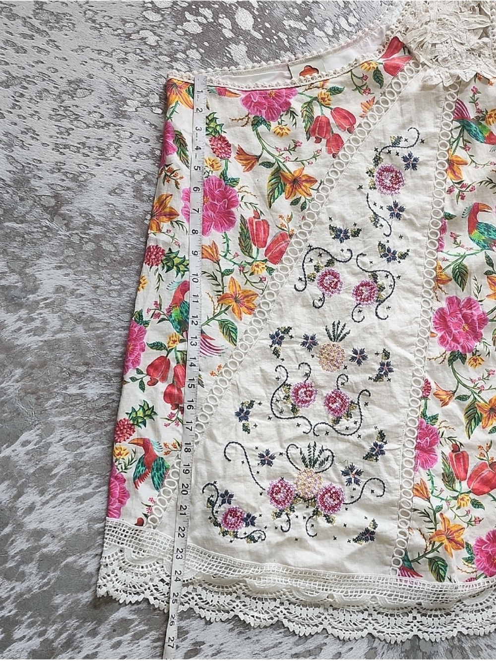FARM Rio One-Shoulder Floral Mini Dress in Cream, Pink, Yellow, Green - Picture 6 of 7